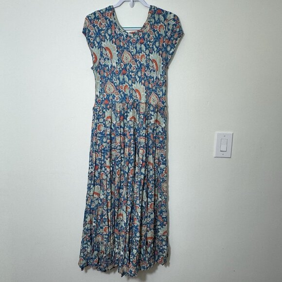 Soft Surroundings Kara Multi-Floral Maxi Tiered Dress Size L Cap Sleeve - Picture 4 of 6
